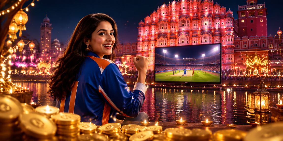 Vibrant Jaipur cricket betting scene during Diwali festival